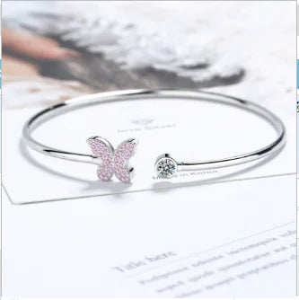Adjustable Butterfly Cuff Bracelet with Zircon (One Piece)